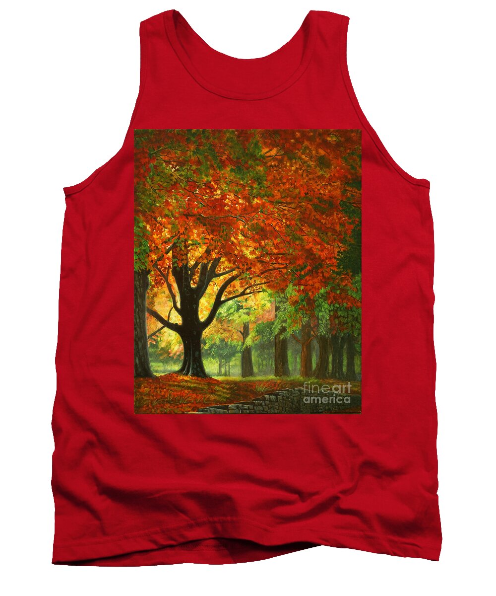 Landscape Tank Top featuring the painting Autumn Morning by Ken Kvamme