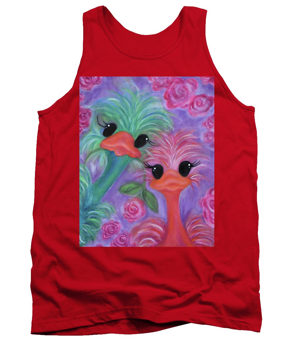 Baby Ostriches Tank Top featuring the painting Baby Ostriches by Tammy Pool