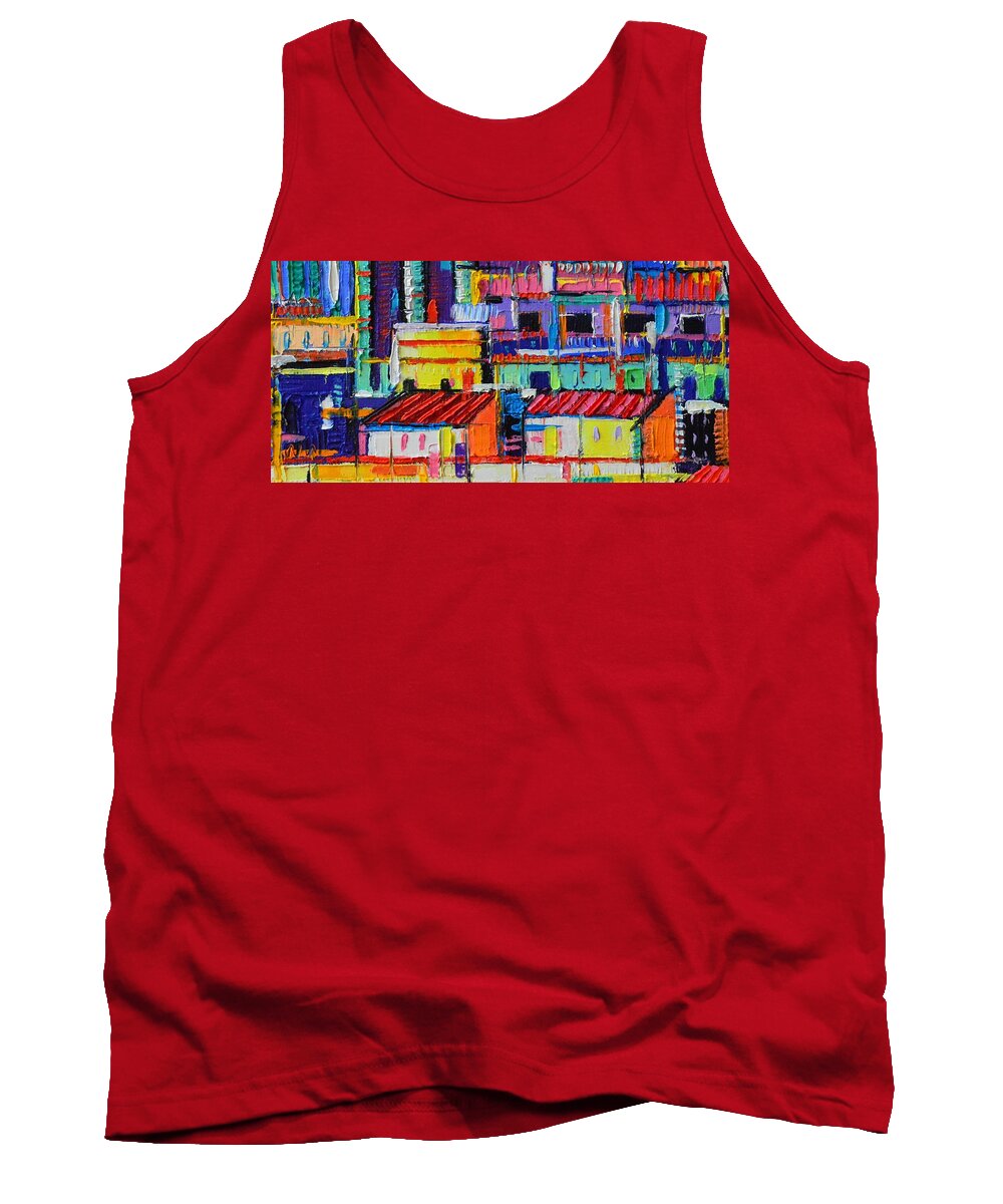 Abstract Tank Top featuring the painting Barcelona Abstract Rooftops by Ana Maria Edulescu