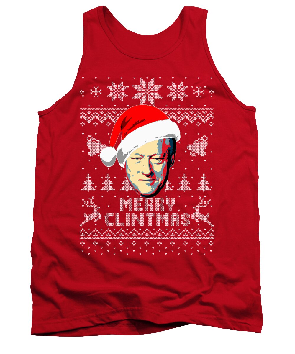 Santa Tank Top featuring the digital art Bill Clinton Merry Clintmas by Filip Schpindel