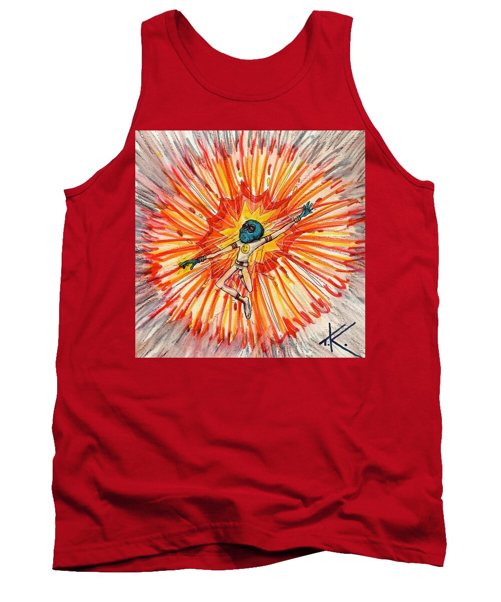 Surprise Tank Top featuring the drawing Boom by Similar Alien