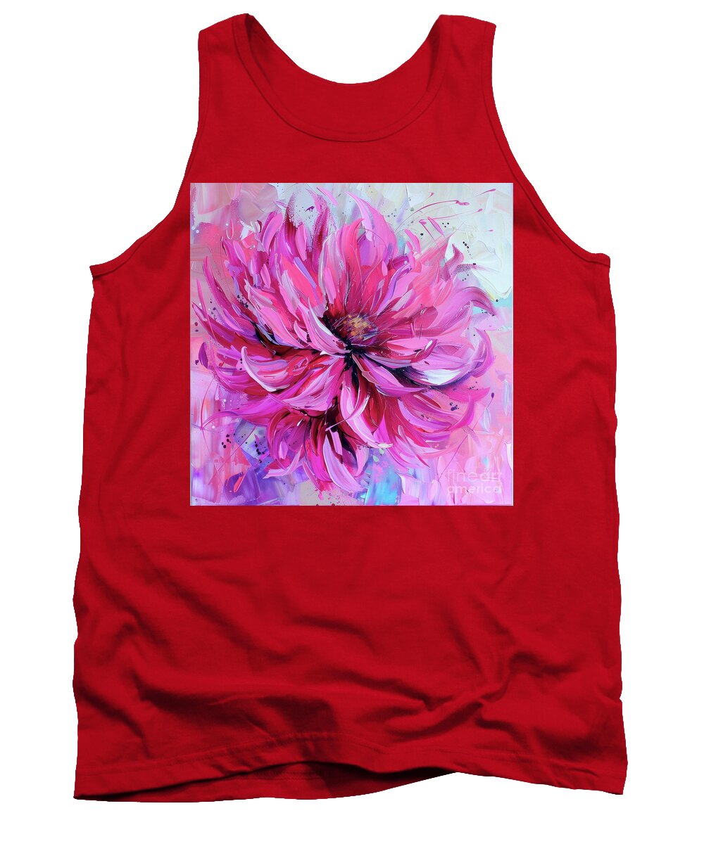 Pink Dahlia Tank Top featuring the painting Bright Pink Dahlia by Tina LeCour