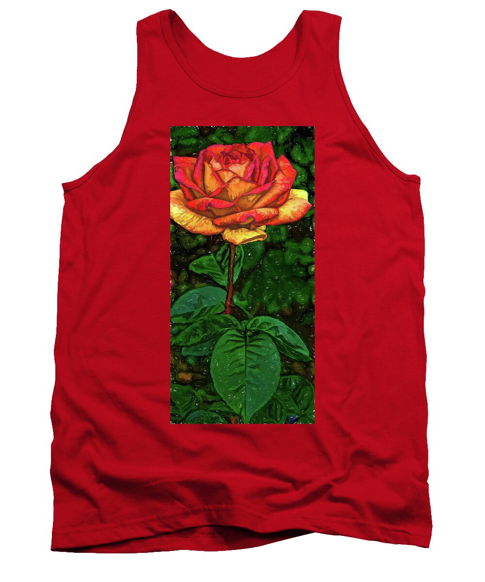 Rose Tank Top featuring the digital art Burning Love by Terry Cork