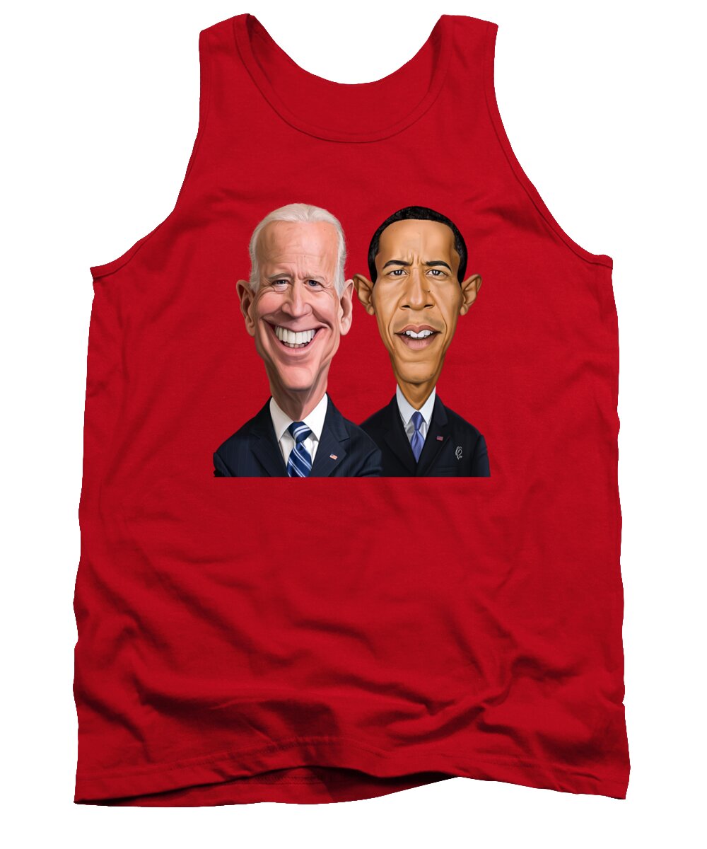 Illustration Tank Top featuring the digital art Celebrity Sunday - Joe Biden and Barack Obama by Rob Snow