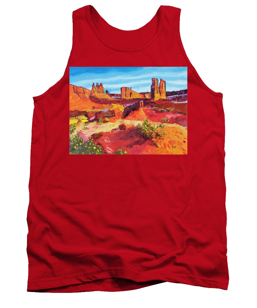 Landmark Tank Top featuring the painting Courthouse Towers by Mark Ross