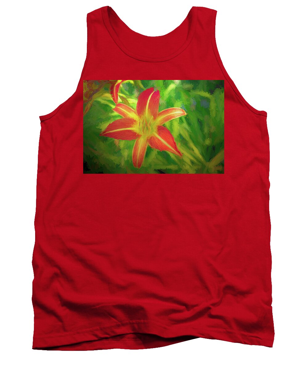 Flower Tank Top featuring the photograph Daylily Painterly by Alison Frank