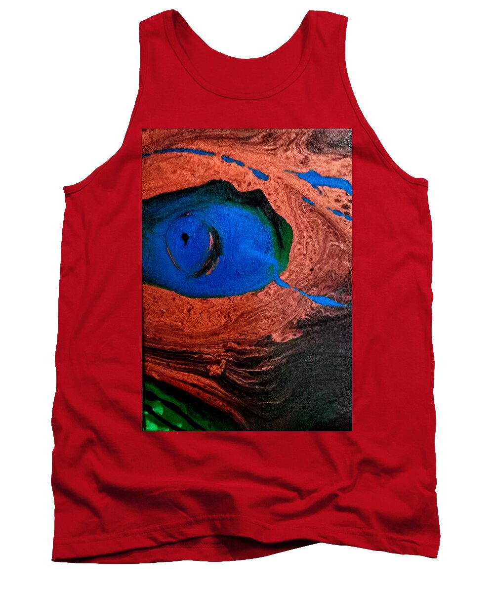 Eye Tank Top featuring the painting Dinos Eye by Anna Adams