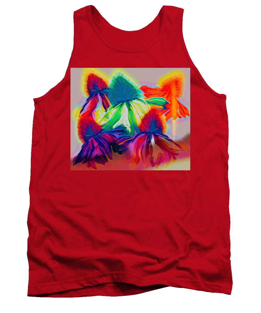 Flora Tank Top featuring the digital art Echinacea Flowers Dance by Joan Stratton