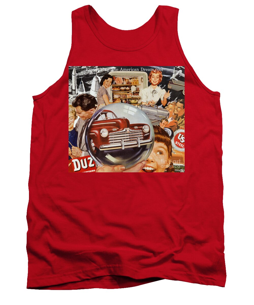 Collage Tank Top featuring the mixed media Envisioning The American Dream.com by Sally Edelstein