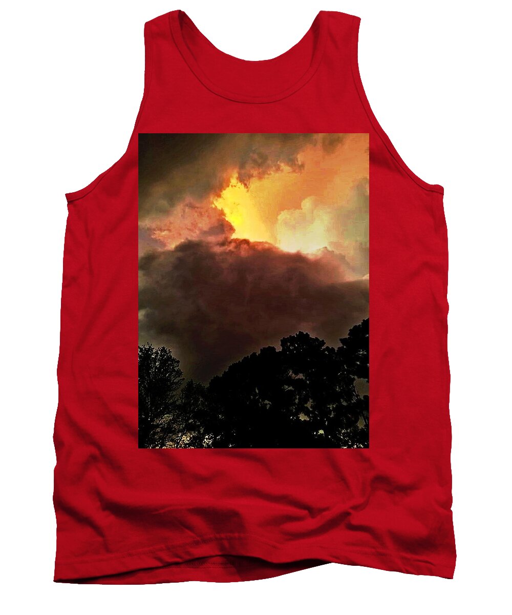 Dark Trees Tank Top featuring the photograph Evil in the Sky by Tambra Nicole Kendall