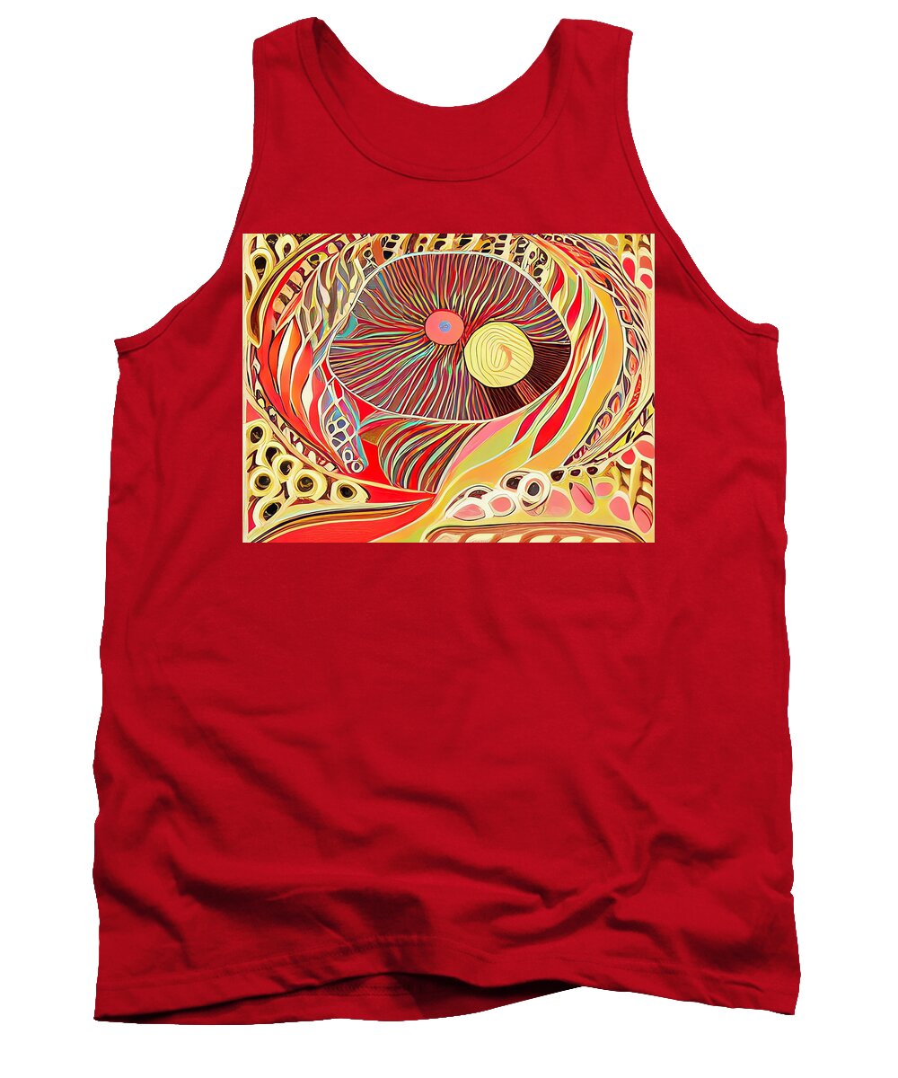 Abstract Ai Tank Top featuring the digital art Eye of the Lion by Fred Moore