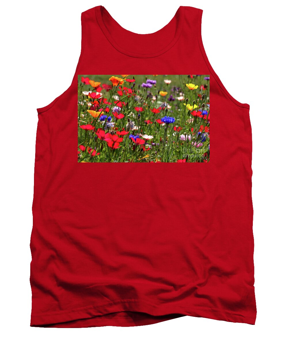 Flower Tank Top featuring the photograph Flax Summer Meadow by Baggieoldboy
