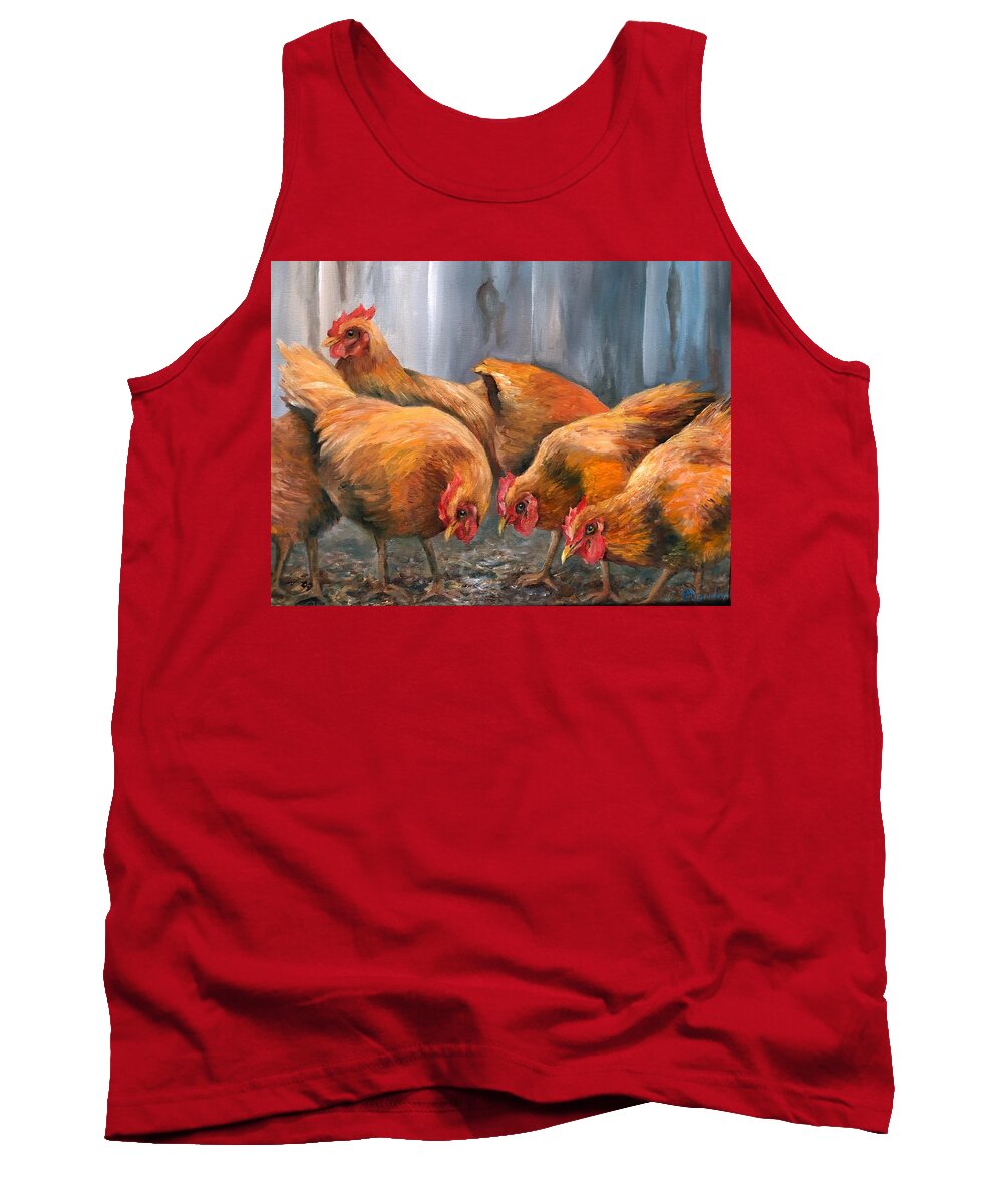 Chickens Tank Top featuring the painting Free Range by Barbara Landry