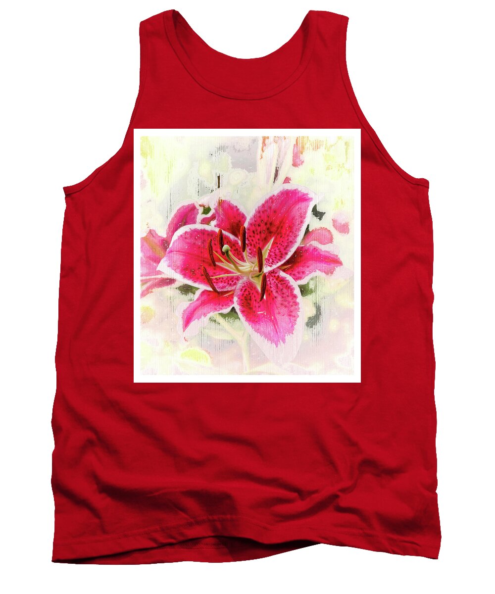 Lily Tank Top featuring the photograph Gazing at a Stargazer Lily by Ola Allen