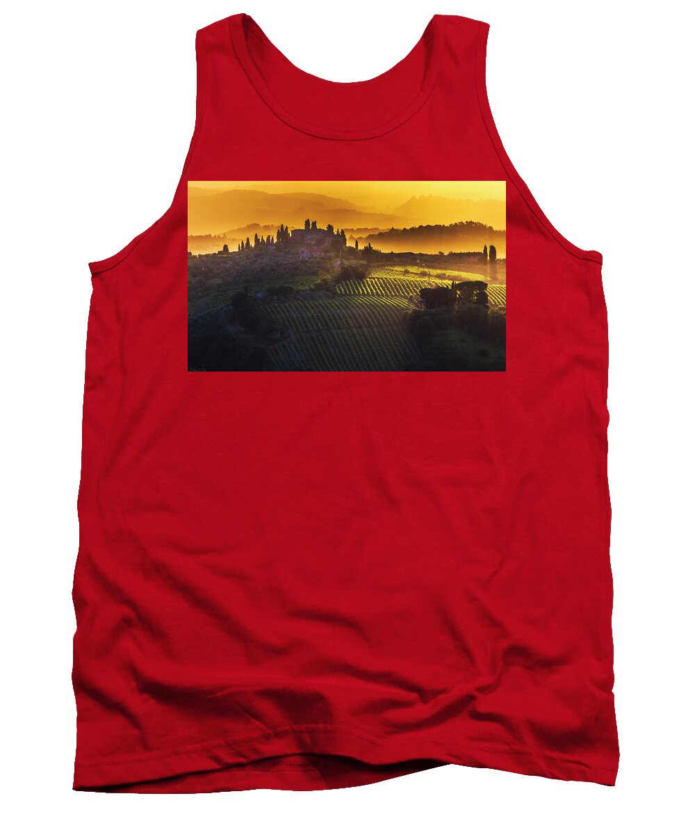 Italy Tank Top featuring the photograph Golden Tuscany by Evgeni Dinev