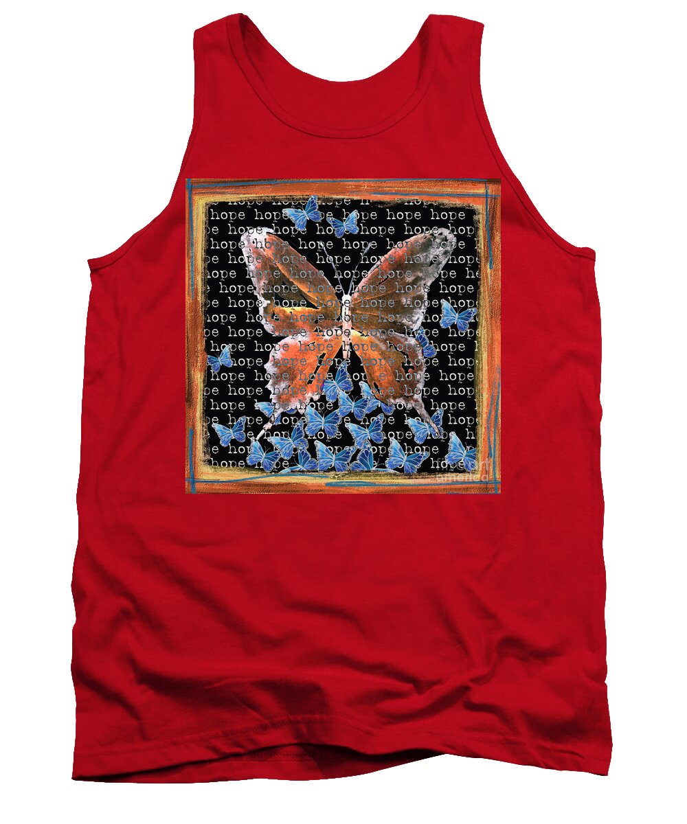 Butterfly Tank Top featuring the painting Hope Butterfly - black by Liana Yarckin