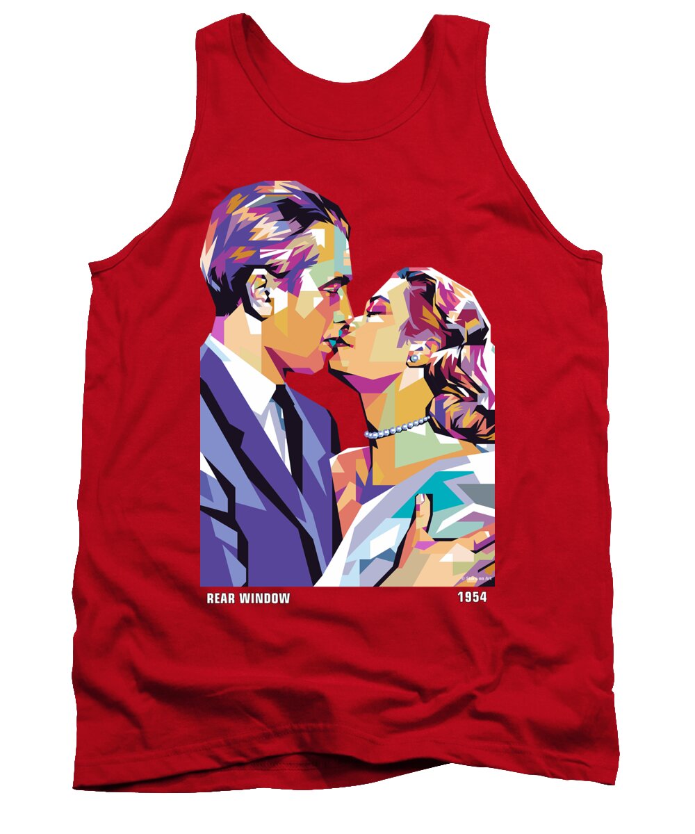 James Stewart Tank Top featuring the digital art James Stewart and Grace Kelly by Movie World Posters