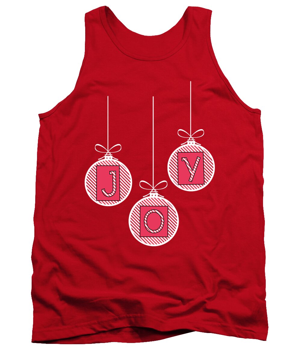 Christmas Tank Top featuring the digital art JOY Red and Pink Christmas Candy Cane by Doreen Erhardt