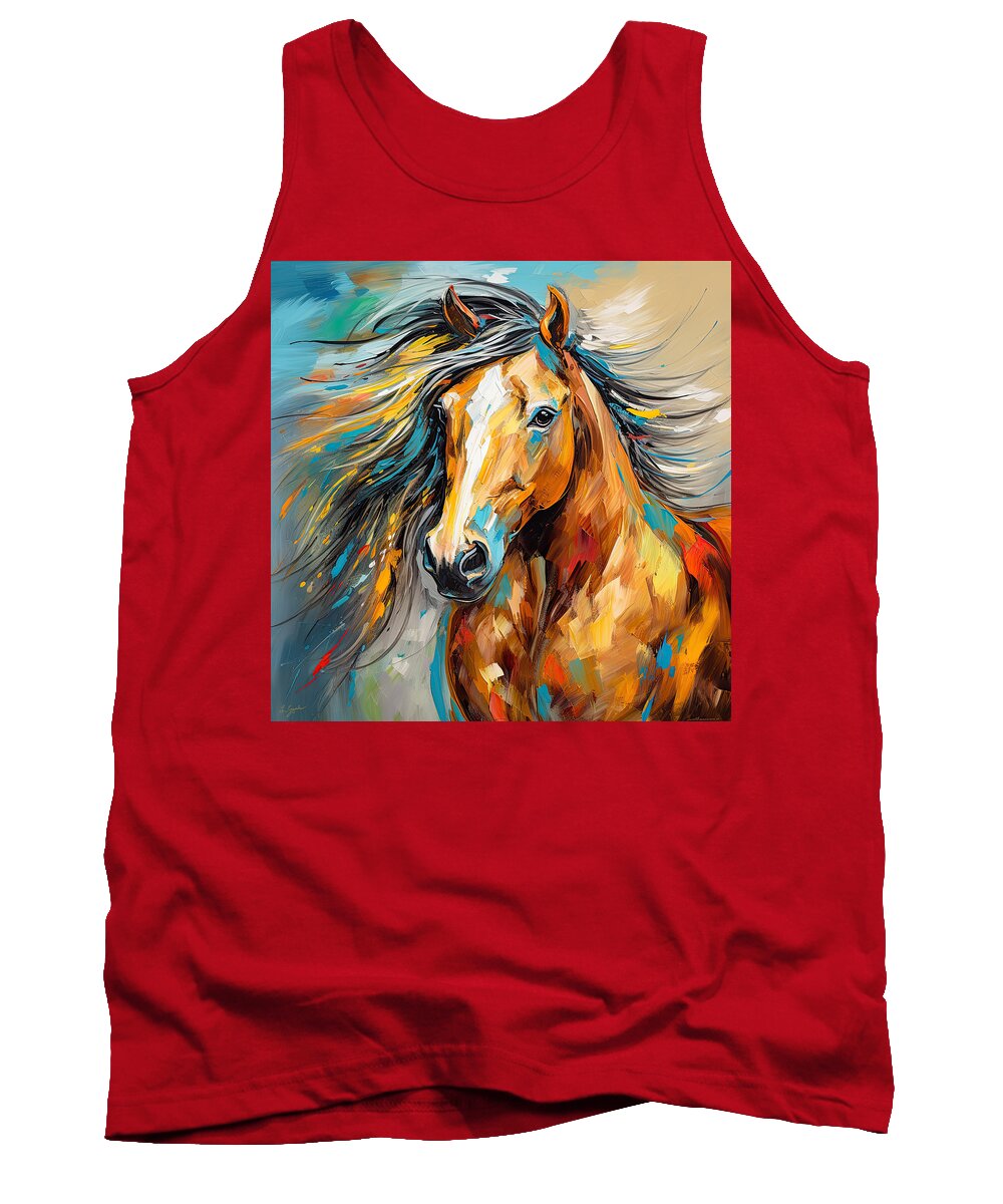 Yellow And Turquoise Art Tank Top featuring the painting Joyous Soul- Yellow And Turquoise Artwork by Lourry Legarde