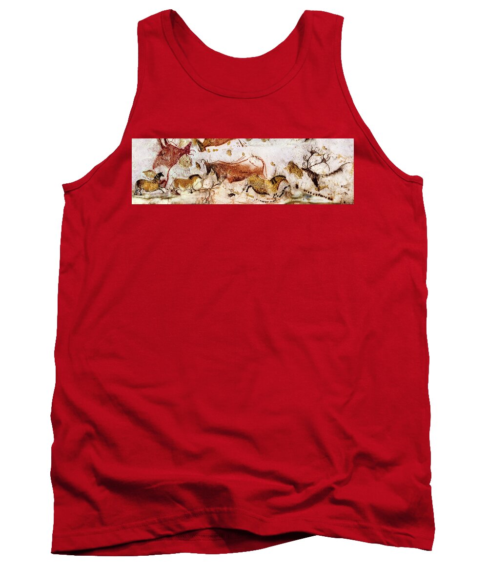 Lascaux Tank Top featuring the digital art Lascaux Cows Horses and Deer by Weston Westmoreland