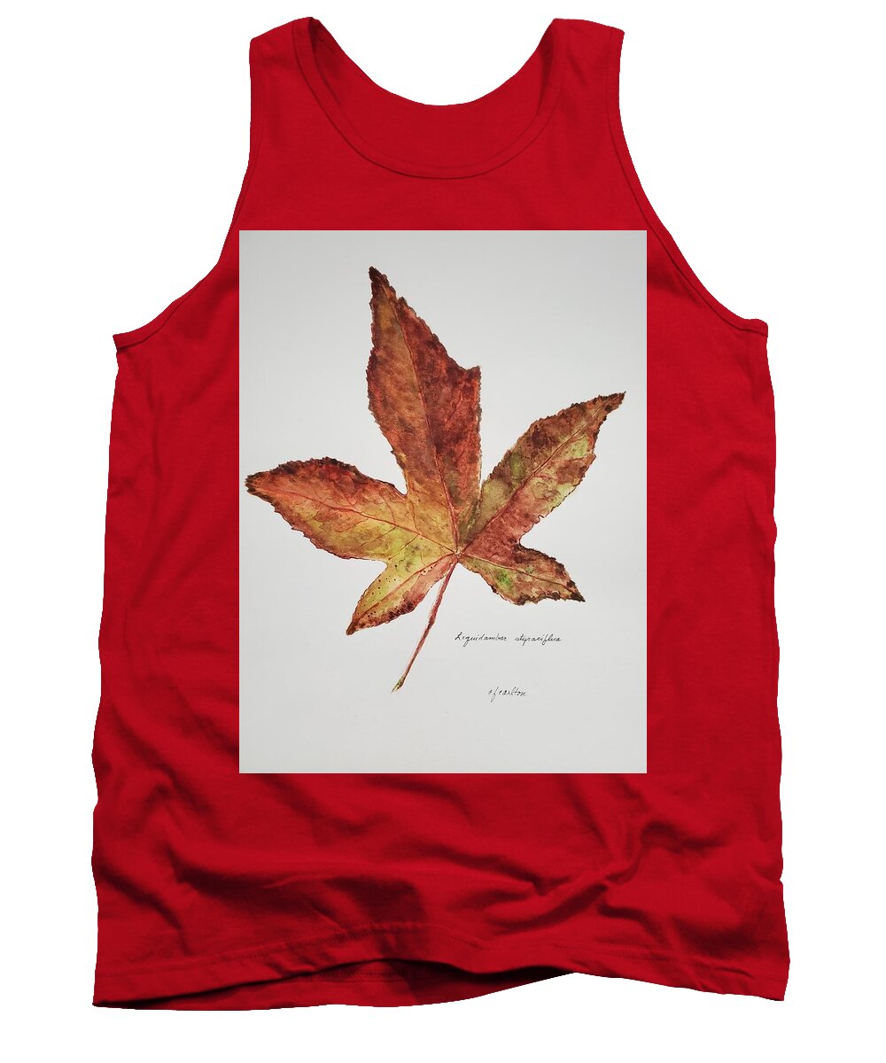 Botanical Tank Top featuring the painting Liquidambar 3 - Watercolor by Claudette Carlton