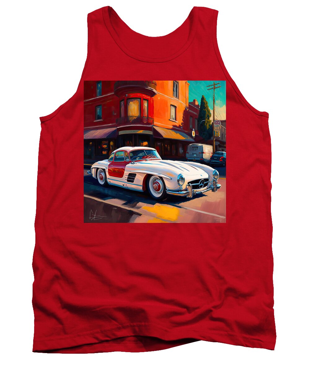 Car Tank Top featuring the painting Mercedes SL 300 Gullwing by My Head Cinema