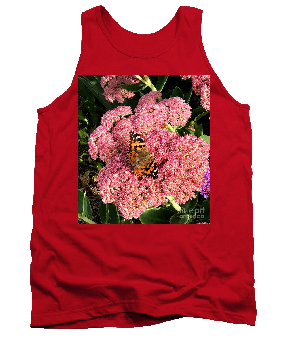 Butterfly Tank Top featuring the photograph Milkweed With a Visitor by Frances Ferland