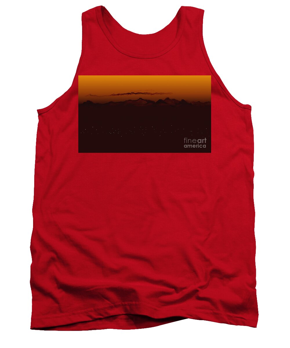 Sunset Tank Top featuring the digital art Mountain Valley Sunset by Kae Cheatham