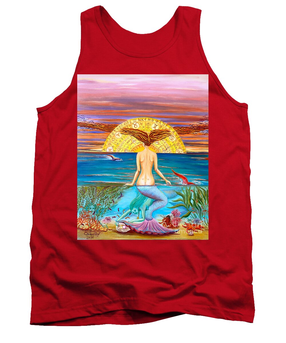 Mermaid Tank Top featuring the painting Night Mare by Ella Boughton