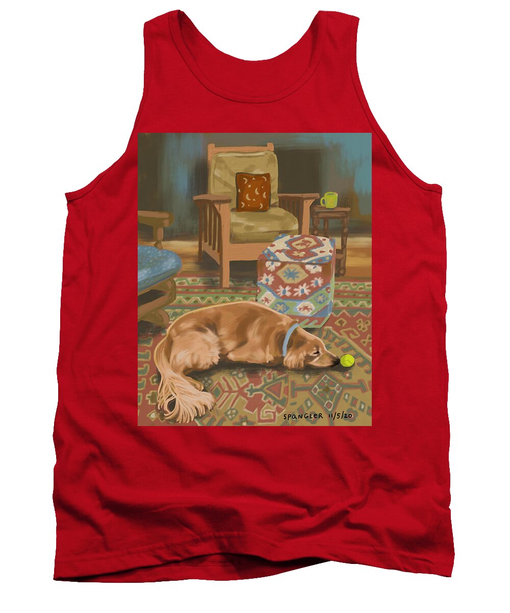 Dog Tank Top featuring the painting On the ball by Susan Spangler