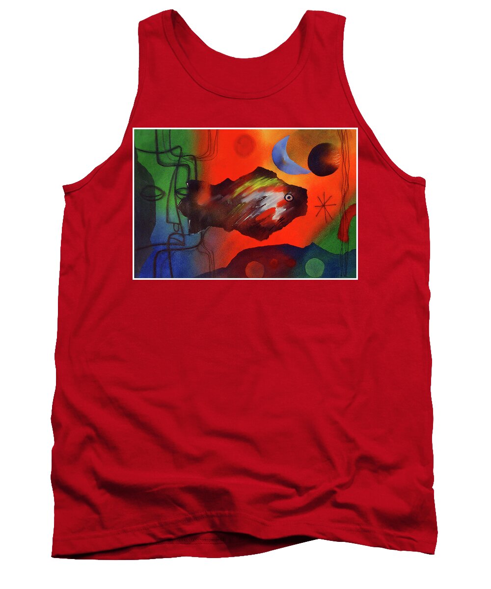 African Tank Top featuring the painting Out Of The Deep by Winston Saoli 1950-1995