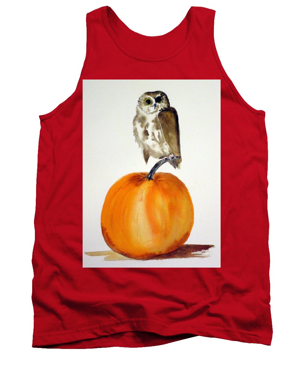 Owl Tank Top featuring the painting Owloween by Dominique Bachelet