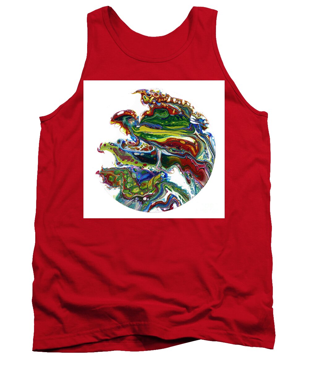 Poured Acrylic Painting Tank Top featuring the painting Parrots by Jane Crabtree