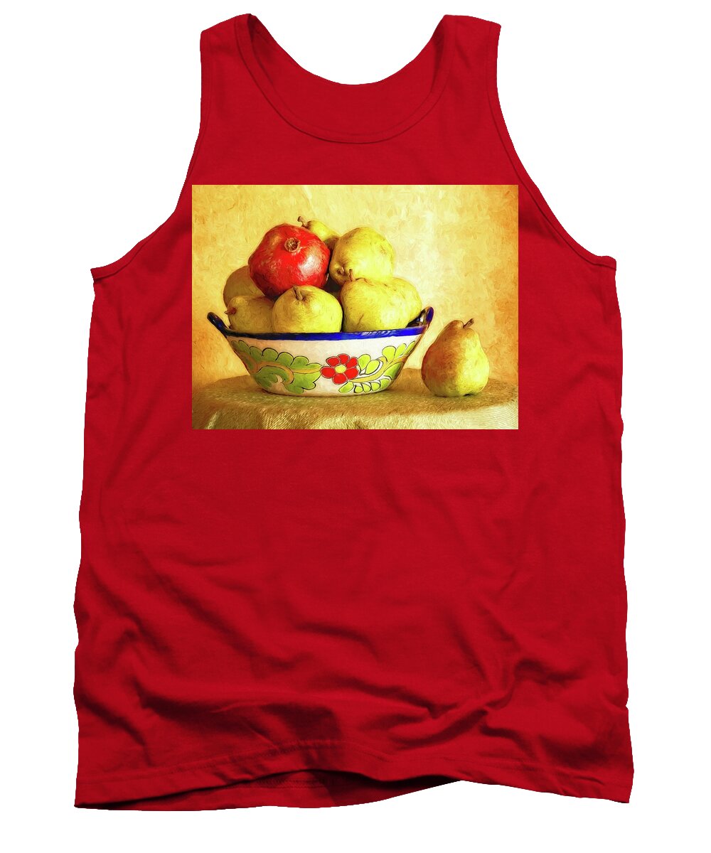 Pears Tank Top featuring the photograph Pears and a Pomegranate by Sandra Selle Rodriguez