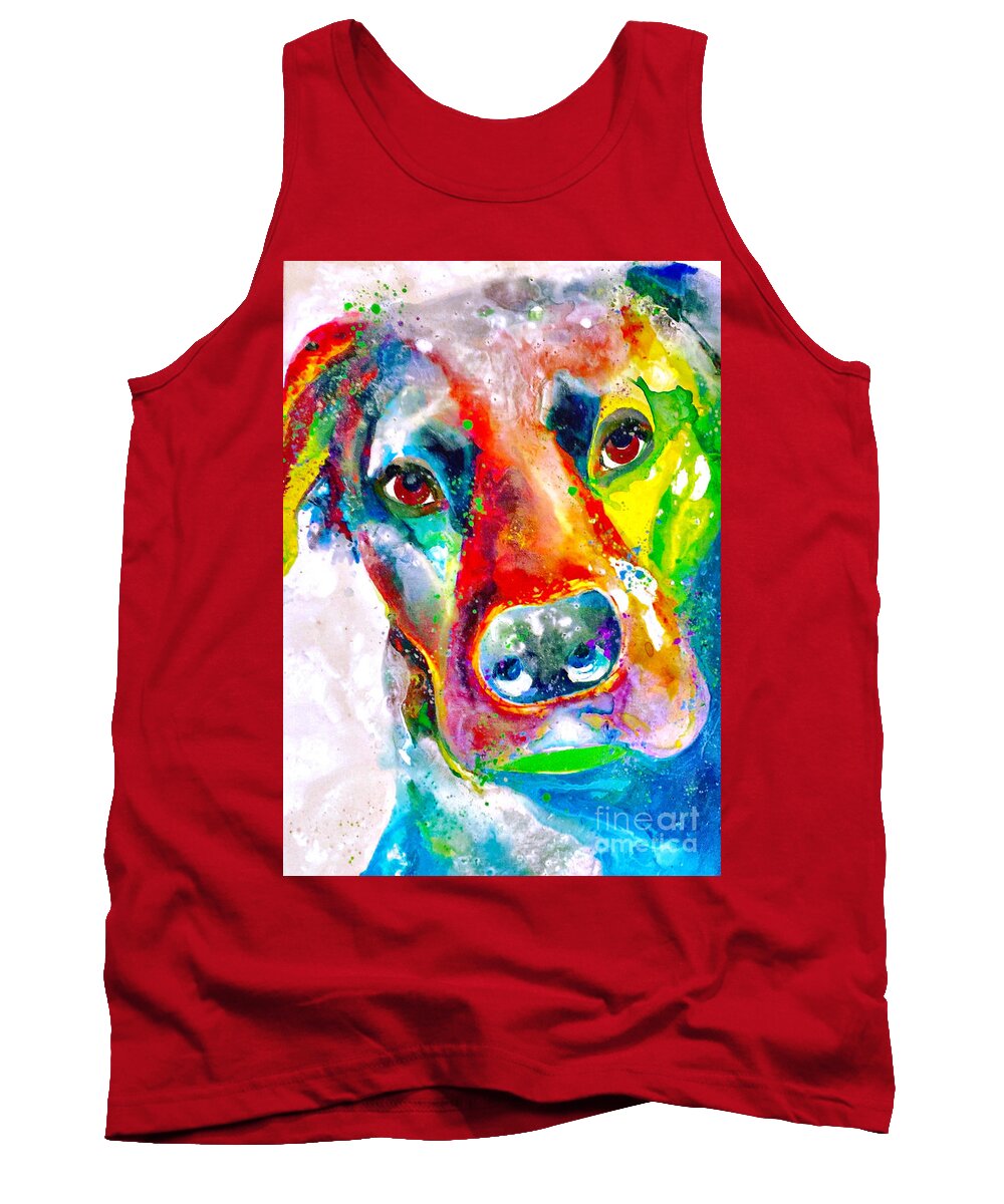 Dog Tank Top featuring the painting Puck in Color by Kasha Ritter