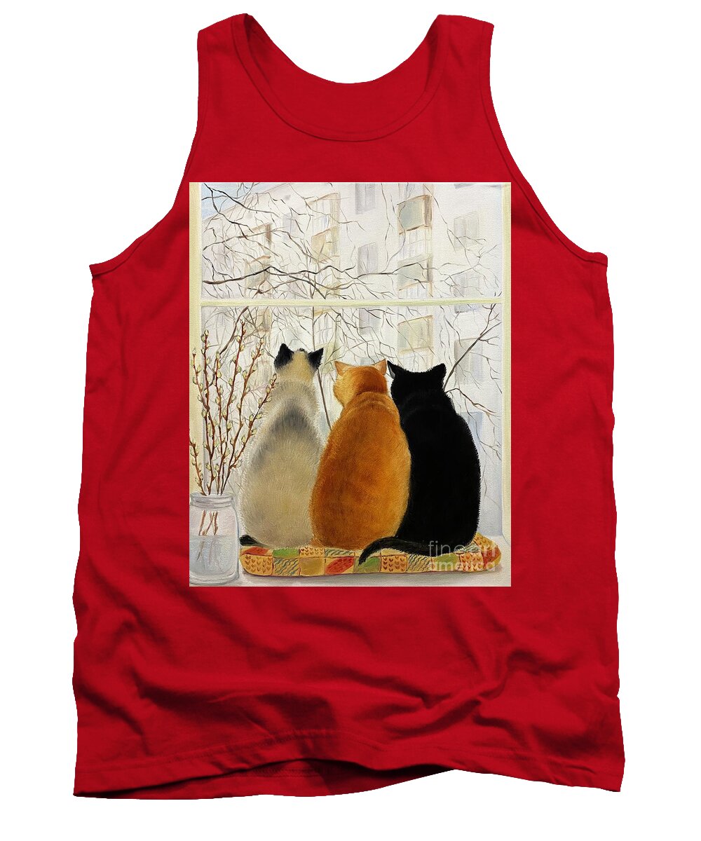 Cats Tank Top featuring the painting Quarantine by Ella Boughton