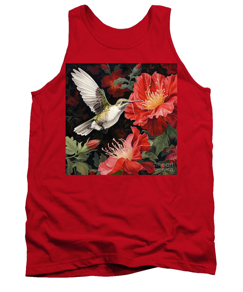 Ruby Throated Hummingbird Tank Top featuring the painting Radiant Ruby by Tina LeCour
