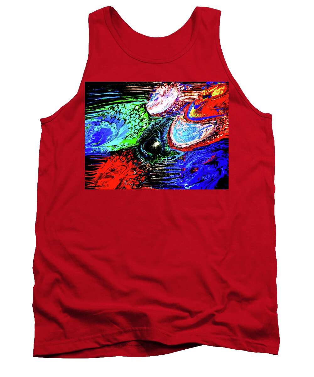 Flow Tank Top featuring the painting Rainbow Flow by Anna Adams