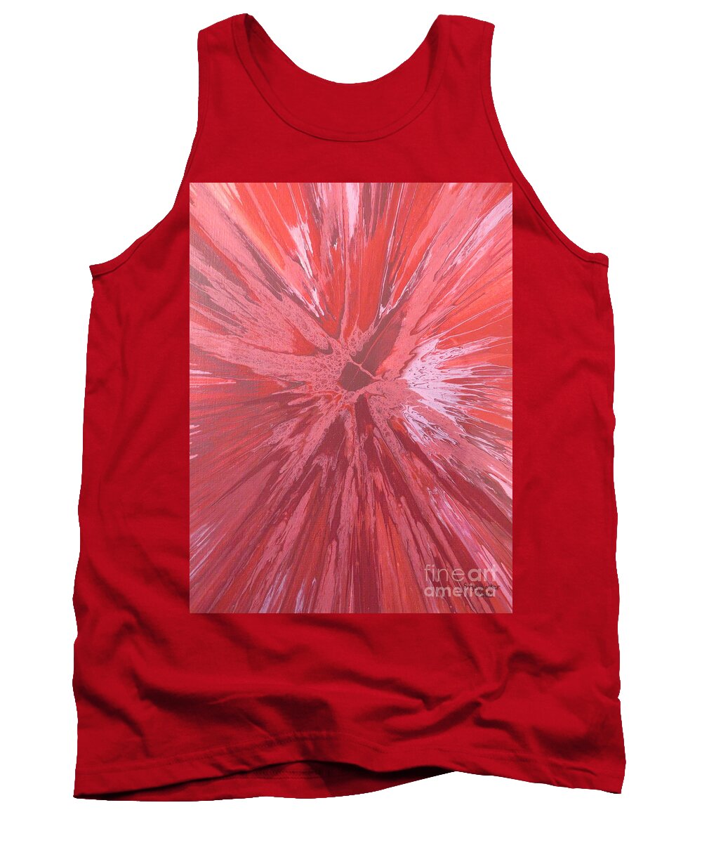 Acrylic Paint Tank Top featuring the painting Red Explosion by Sonya Walker