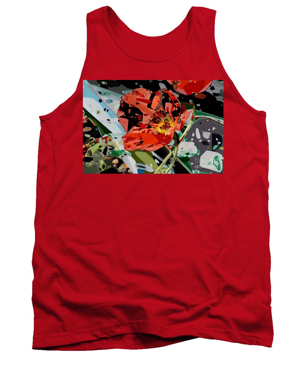 Flower Tank Top featuring the photograph Red Poppy Cubistic by Katherine Erickson