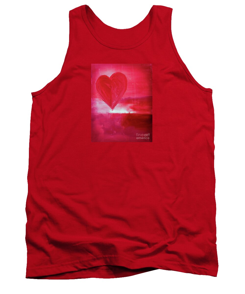 Red Tank Top featuring the painting Red Heart by Stella Levi