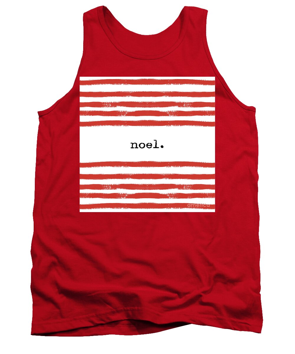 Christmas Tank Top featuring the digital art Red Stripes Noel by Sylvia Cook