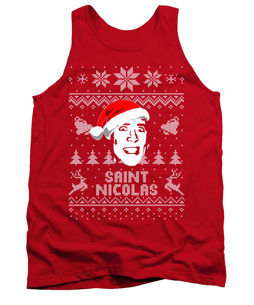 Winter Tank Top featuring the digital art Saint Nicolas Parody Christmas Shirt by Filip Schpindel