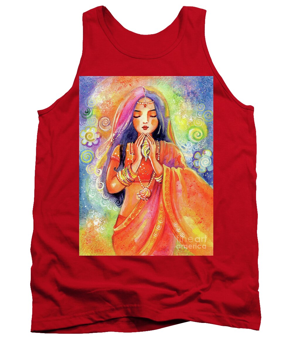 Praying Child Tank Top featuring the painting Seashell Wish by Eva Campbell