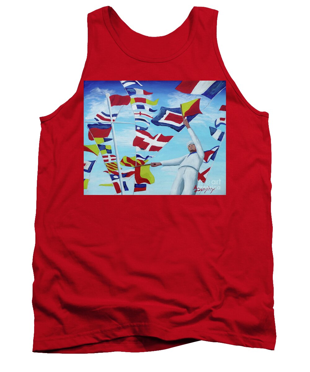 Navy Tank Top featuring the painting Signals by Anthony Dunphy