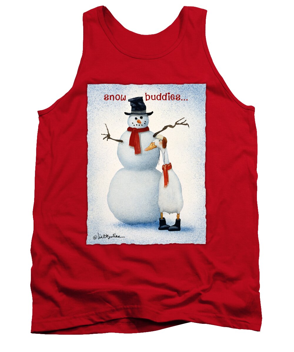 Snowman Tank Top featuring the painting Snow Buddies... by Will Bullas
