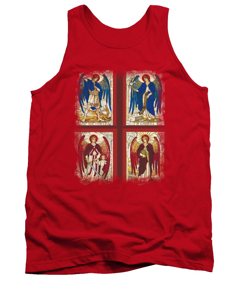 Angels Tank Top featuring the mixed media St MIchael St Gabriel St Raphael and St Uriel Archangel Angel Saint by Iconography
