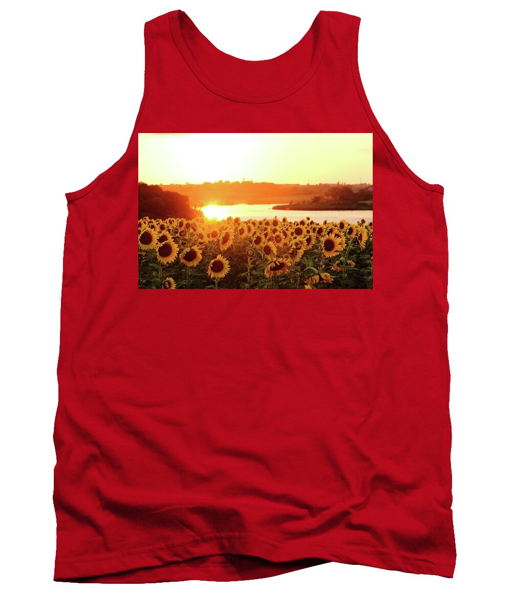 Summer Tank Top featuring the photograph Sunflowers At Sunset by Lens Art Photography By Larry Trager