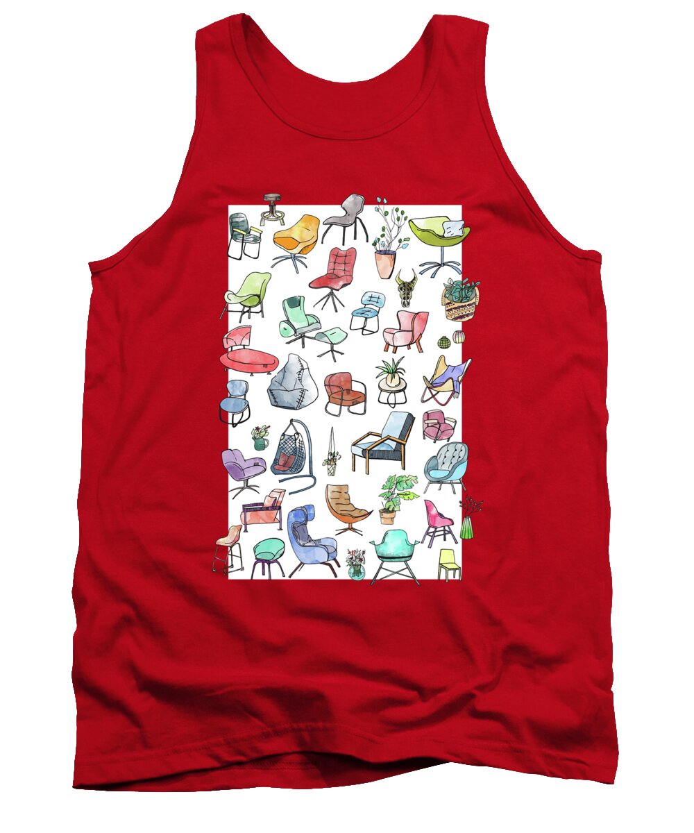 Drawing Tank Top featuring the drawing Sweet Home 1 by Ariadna De Raadt