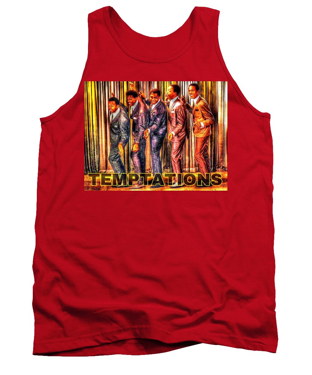 Male Singing Group Tank Top featuring the digital art Tempting Temptations by Gayle Price Thomas
